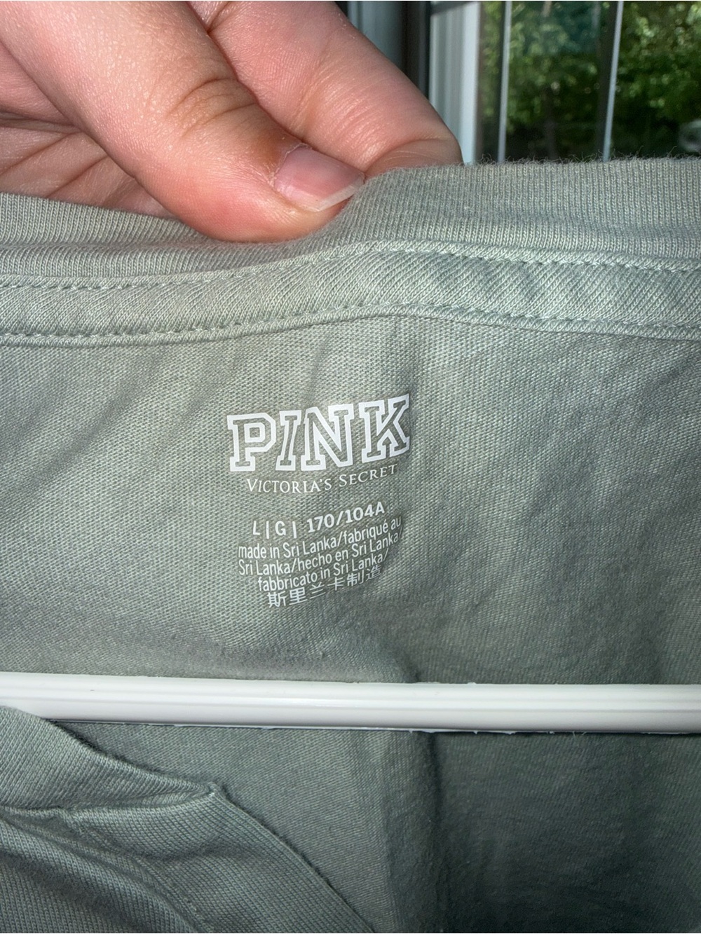PINK Victoria's Secret Short Sleeve V-Neck Tee in Sage Green - Picture 4 of 4